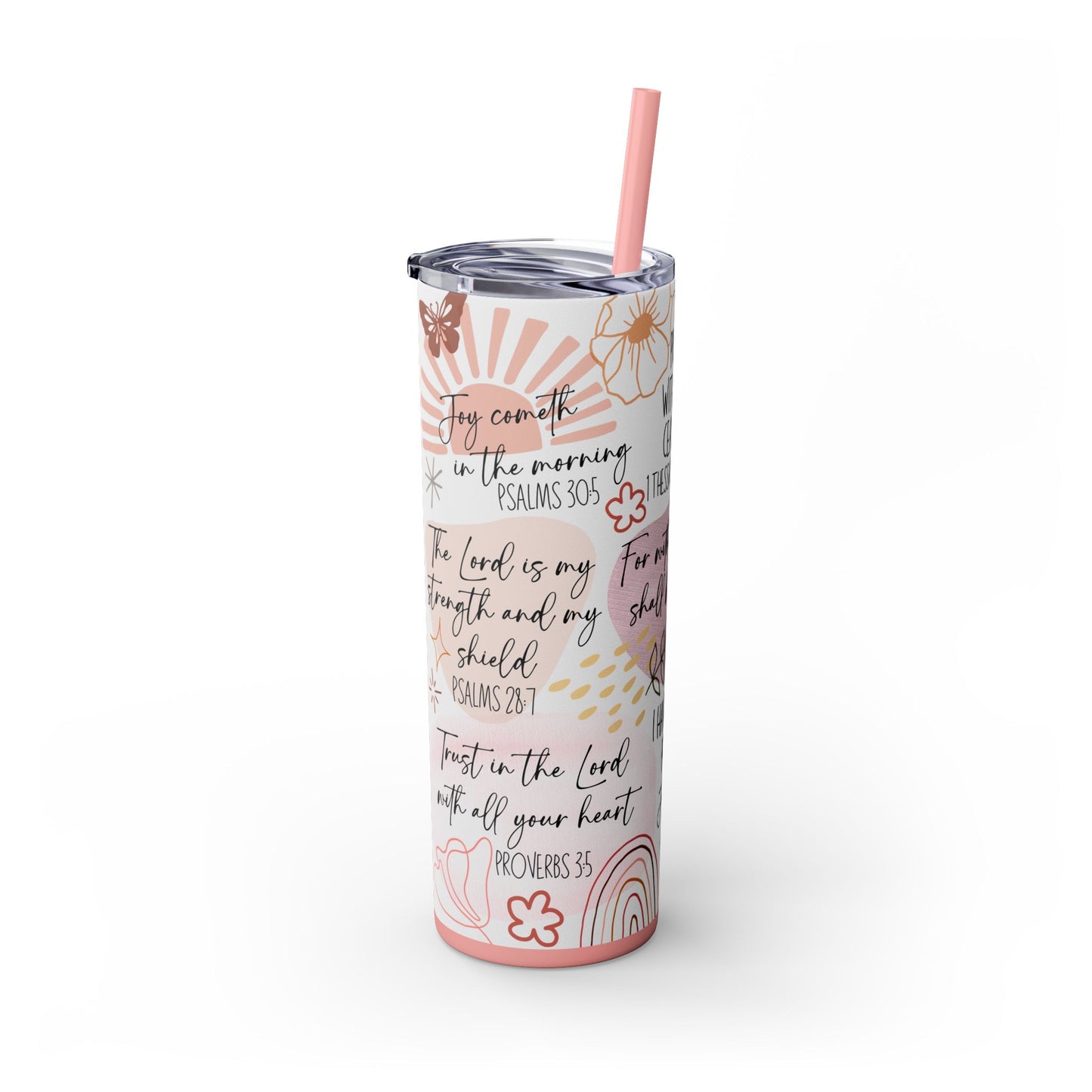 Faith Bible Scripture Verses Tumbler, Positive Inspirational -Tumbler with Straw, 20oz