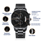 Black Chronograph Watch/Don't Waste Your Time Looking Back, You're Not going That Way/Gift For Son/Father/Husband/ Men's Wrist Watch