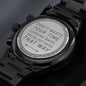 Black Chronograph Watch/Don't Waste Your Time Looking Back, You're Not going That Way/Gift For Son/Father/Husband/ Men's Wrist Watch