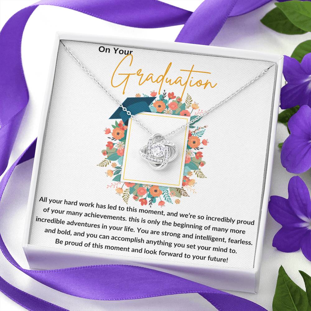 Love Knot Necklace with Message Card/ Class of 2024/ Her Graduation