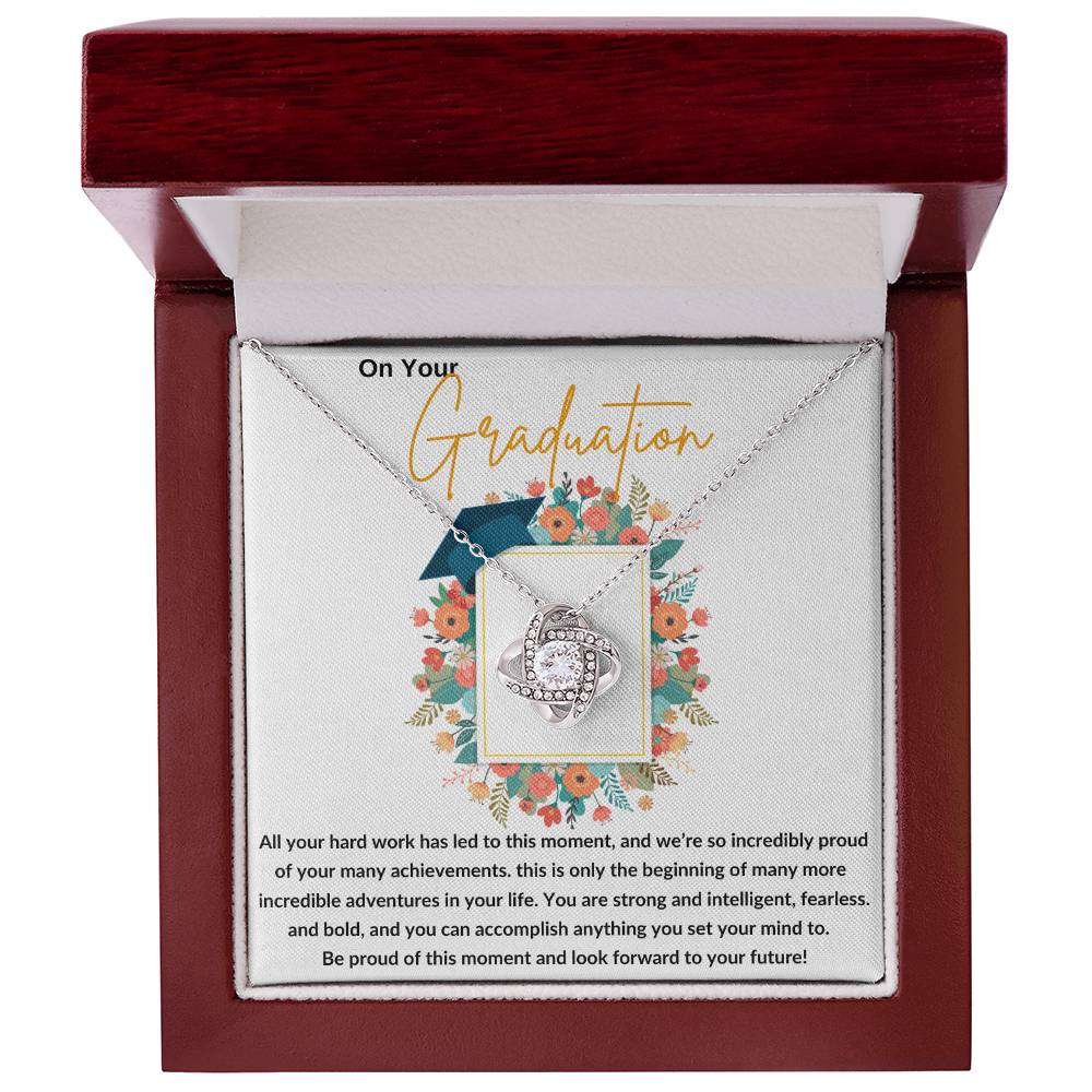 Love Knot Necklace with Message Card/ Class of 2024/ Her Graduation