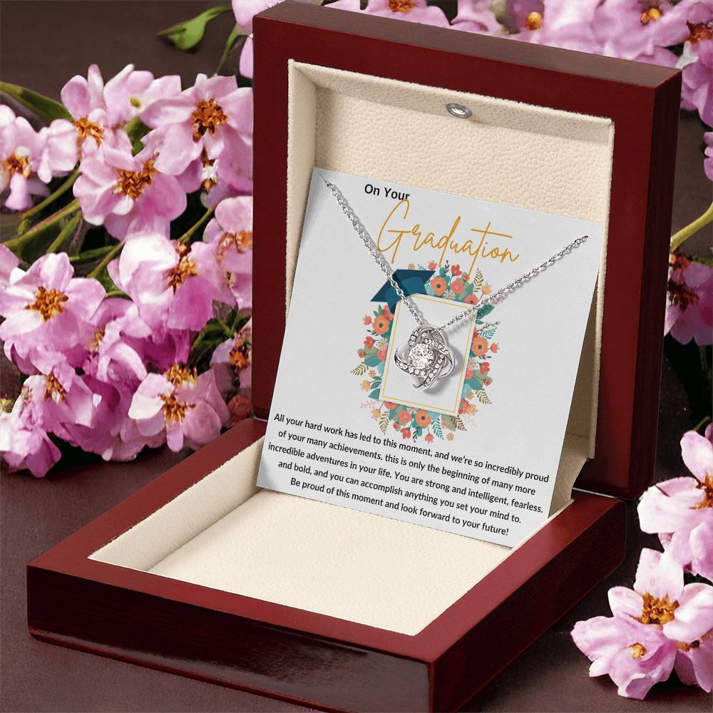 Love Knot Necklace with Message Card/ Class of 2024/ Her Graduation