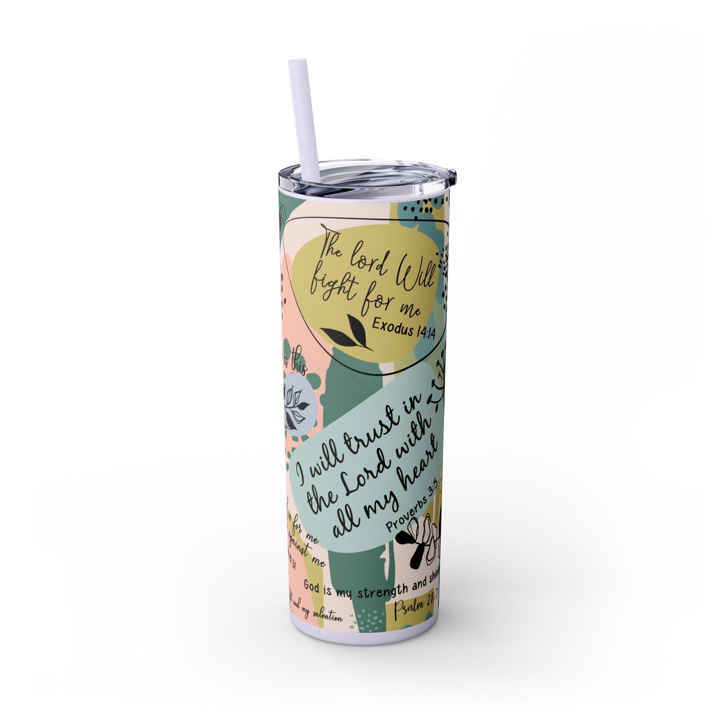 Sage Green Christian Bible Verse Affirmations Design , Positive Inspirational - Tumbler with Straw, 20oz