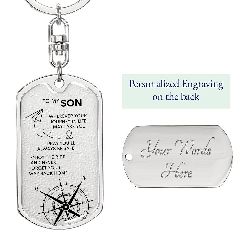 Dog Tag with Swivel Keychain/ Gift For Son/ From Mom