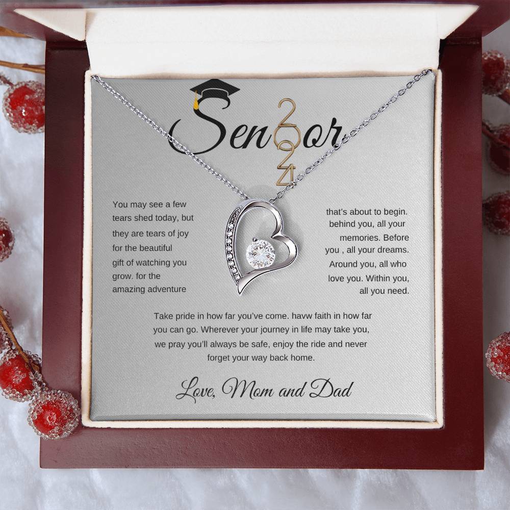 Forever Love Necklace/ Graduation Message Card/ Love Mom And Dad/ Class of 2024