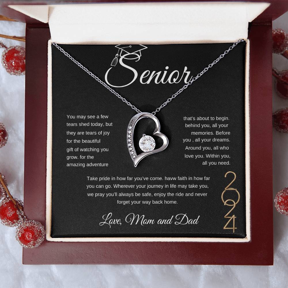 Forever Love Necklace/ Graduation Message Card/ Love Mom And Dad/ Class of 2024