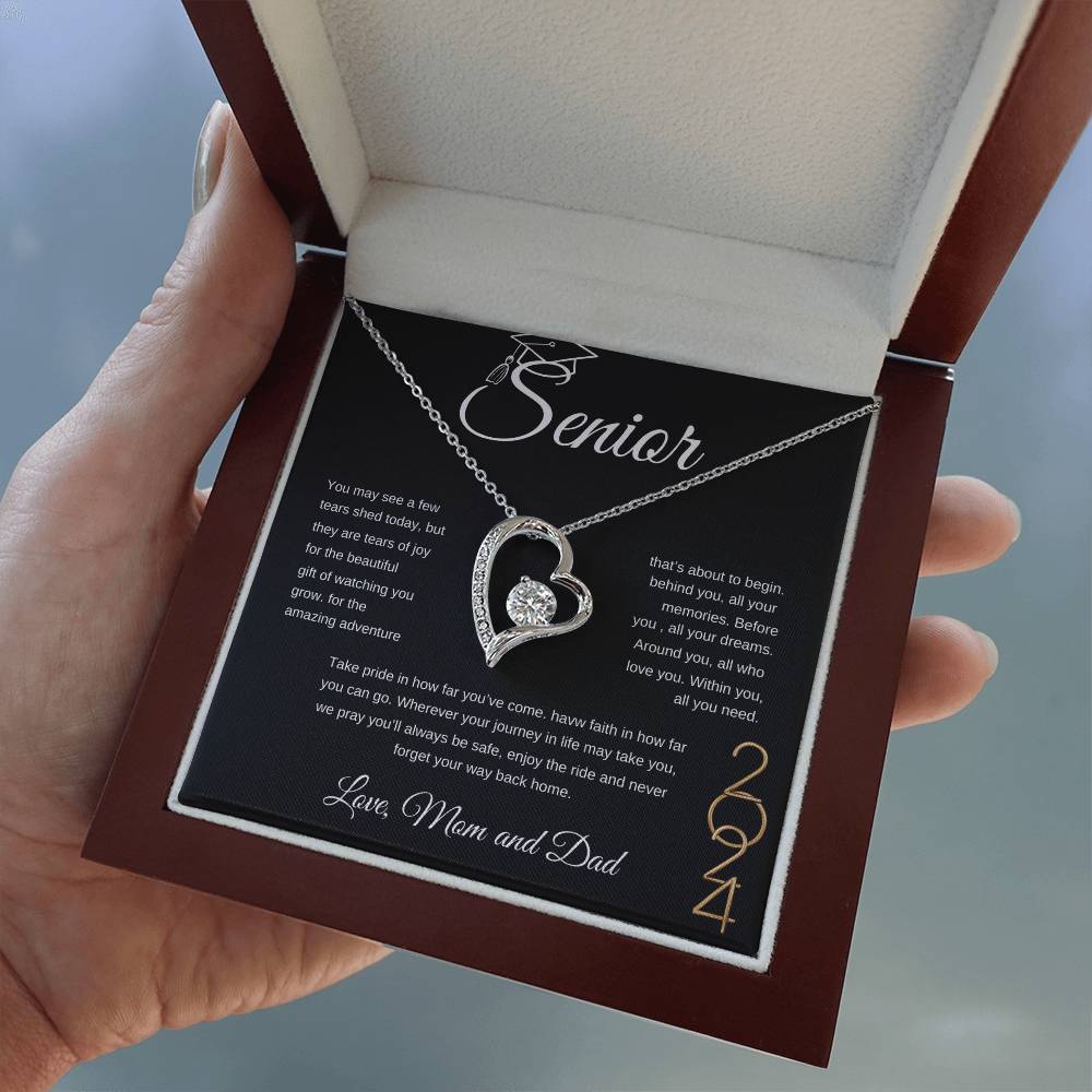 Forever Love Necklace/ Graduation Message Card/ Love Mom And Dad/ Class of 2024