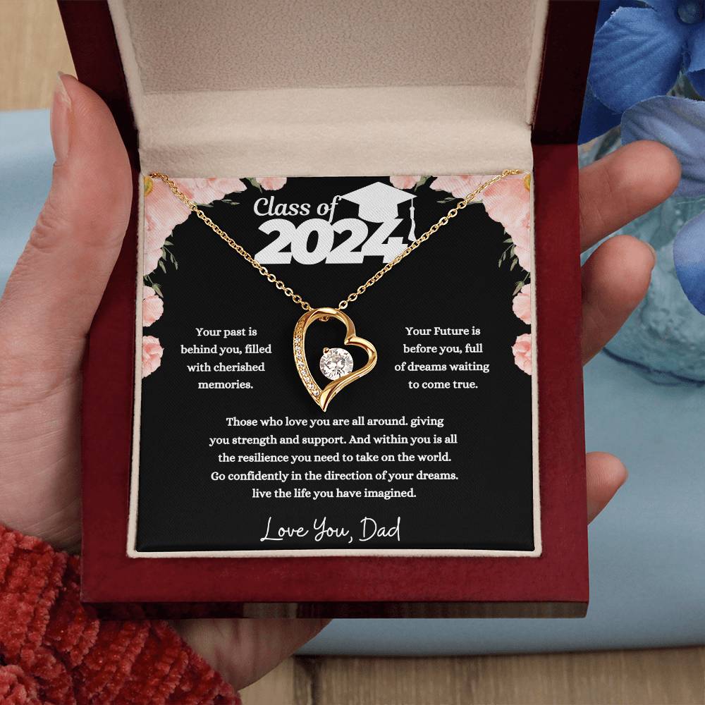 Forever Love Necklace/Class of 2024/ Congratulation message card from Dad