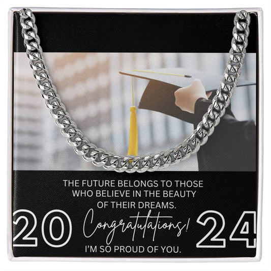 Cuban Link Chain/Graduation Message Card/ Class of 2024