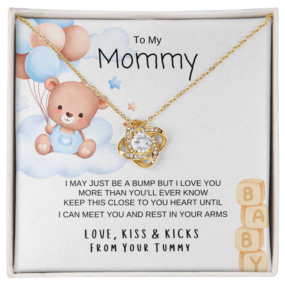 Love Knot Necklace/ Happy First Mother's Day/ Baby Boy Message Card/ Happy Mother's Day