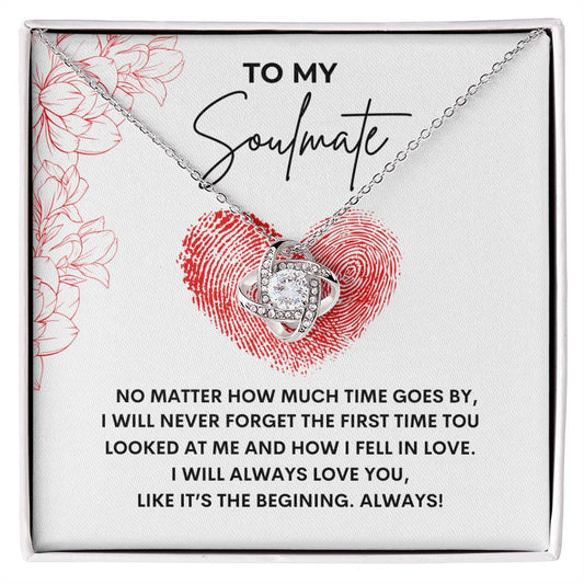 Love Knot Necklace/ To My Soulmate message card/ Happy Anniversary Gift