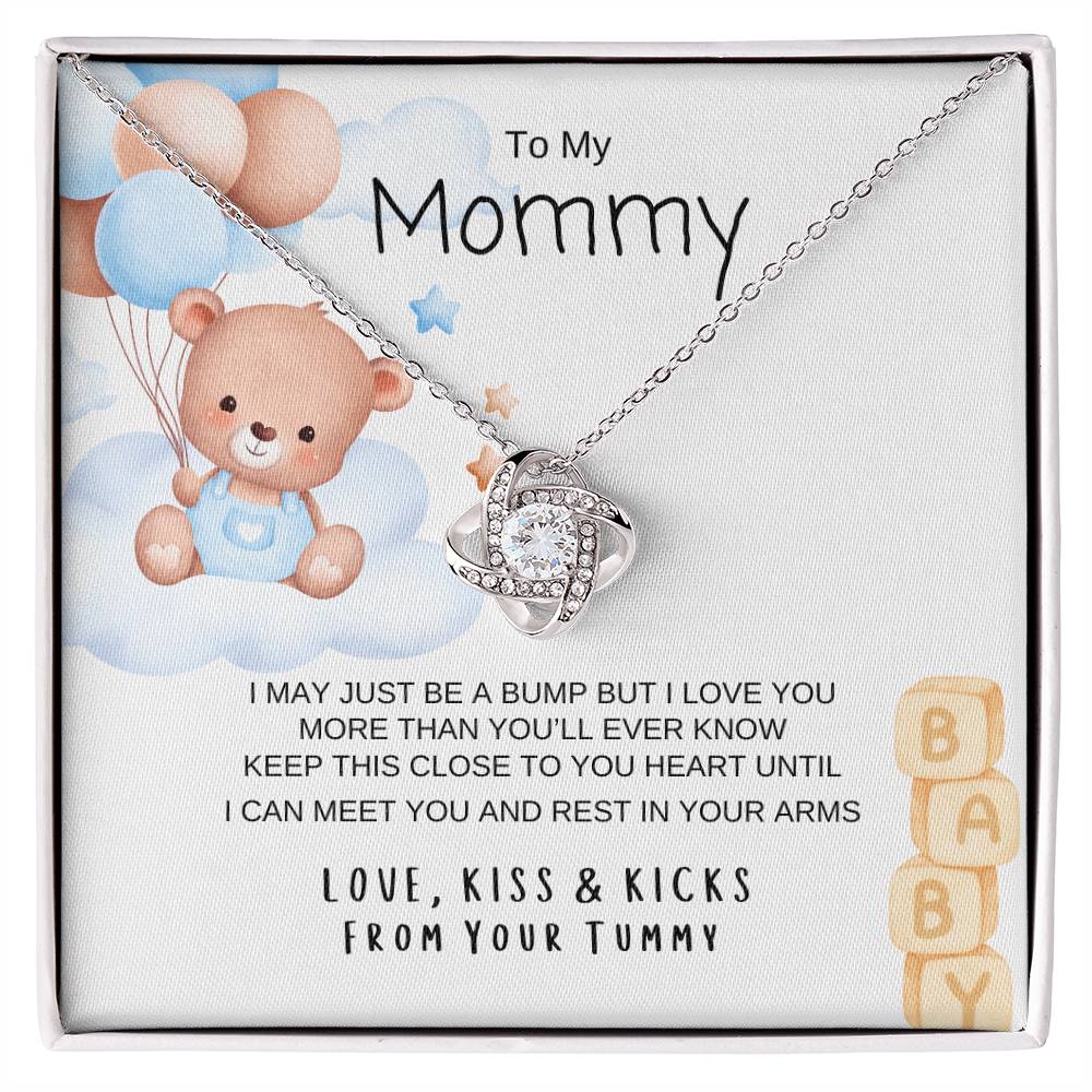 Love Knot Necklace/ Happy First Mother's Day/ Baby Boy Message Card/ Happy Mother's Day