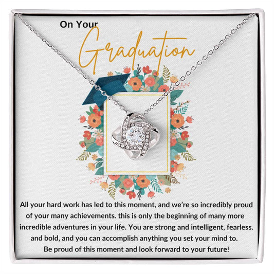 Love Knot Necklace with Message Card/ Class of 2024/ Her Graduation