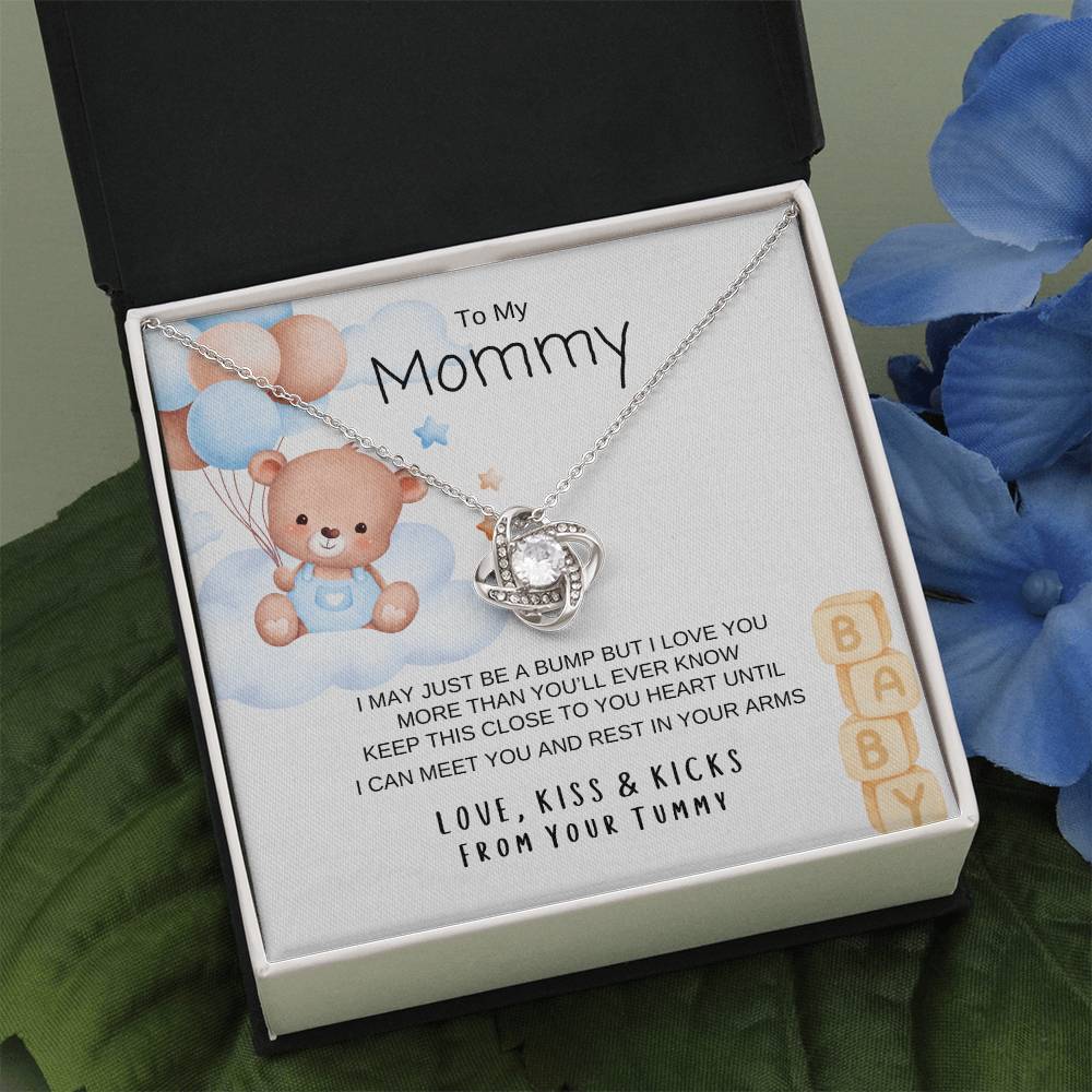 Love Knot Necklace/ Happy First Mother's Day/ Baby Boy Message Card/ Happy Mother's Day