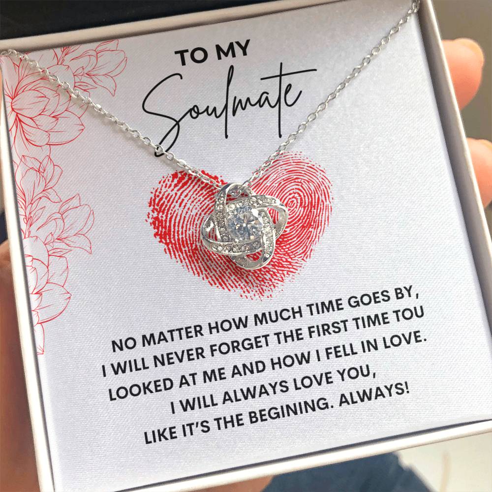 Love Knot Necklace/ To My Soulmate message card/ Happy Anniversary Gift