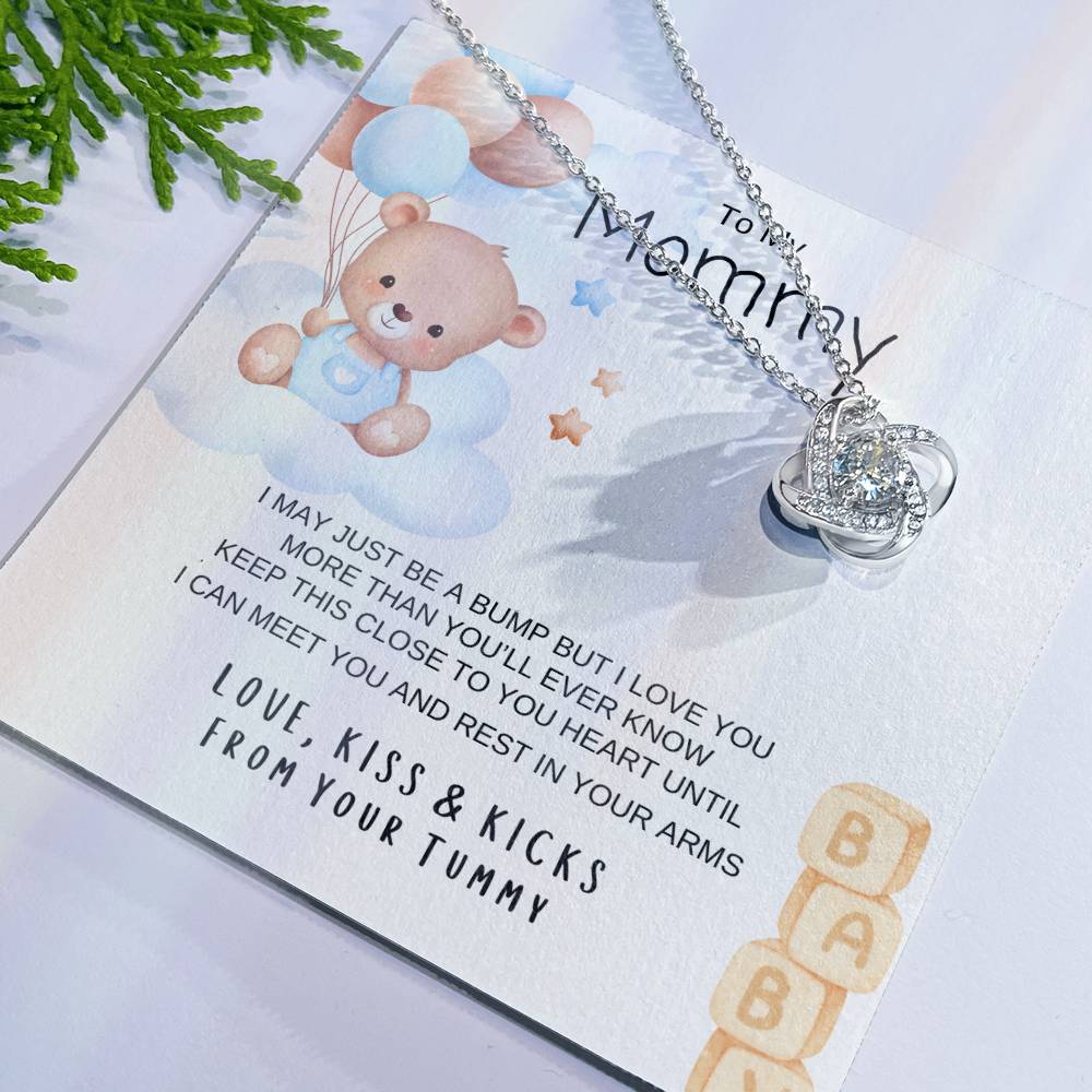 Love Knot Necklace/ Happy First Mother's Day/ Baby Boy Message Card/ Happy Mother's Day