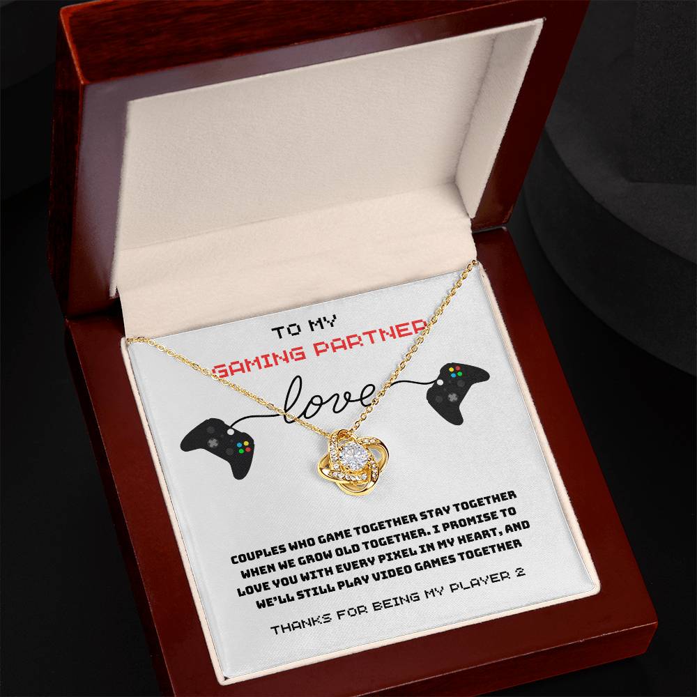 Love Knot Necklace (Yellow & White Gold Variants)/ To My Gaming Partner/Gift for Her/ Happy Anniversary