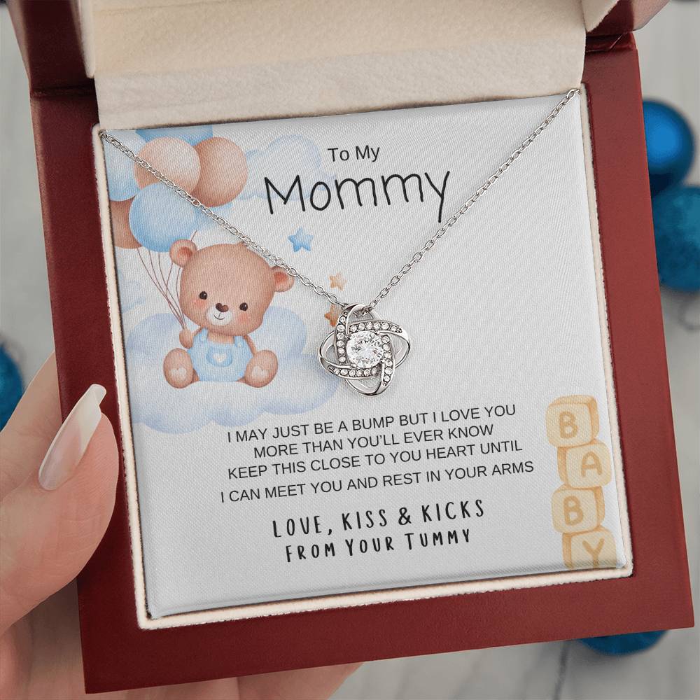 Love Knot Necklace/ Happy First Mother's Day/ Baby Boy Message Card/ Happy Mother's Day