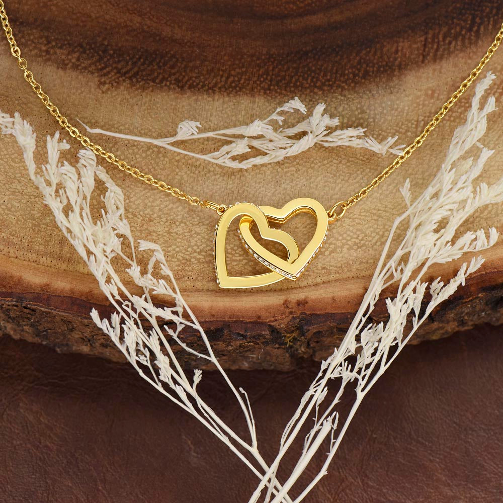 Interlocking Hearts Necklace (Yellow & White Gold Variants)/ Soul Sister Message Card/ Forever Sister Gift/ BFF Gift