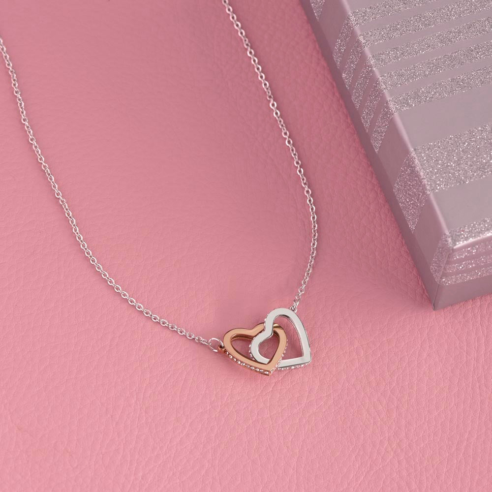 Interlocking Hearts Necklace (Yellow & White Gold Variants)/ Soul Sister Message Card/ Forever Sister Gift/ BFF Gift