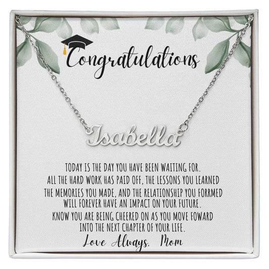 Custom Name Necklace/ Graduation Message Card/  From Mom/ Class of 2024