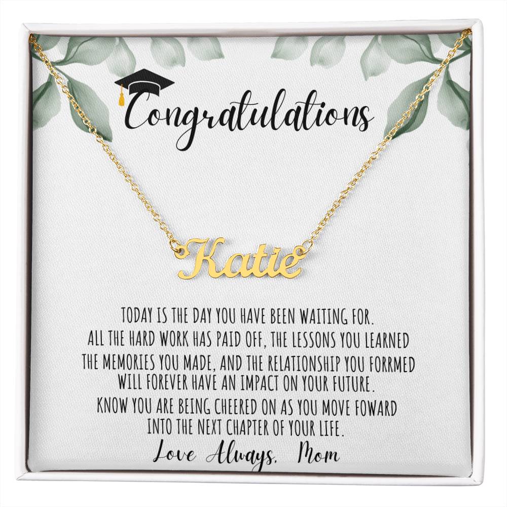 Custom Name Necklace/ Graduation Message Card/  From Mom/ Class of 2024