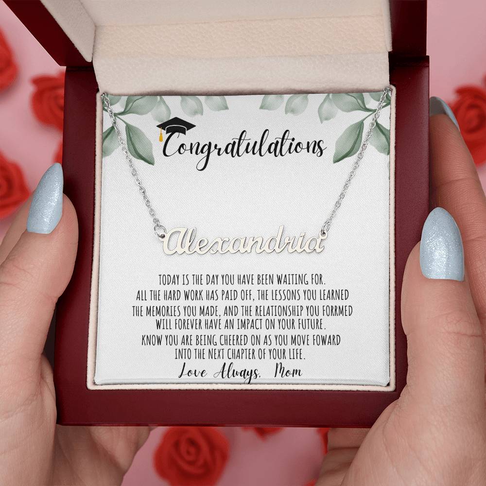 Custom Name Necklace/ Graduation Message Card/  From Mom/ Class of 2024