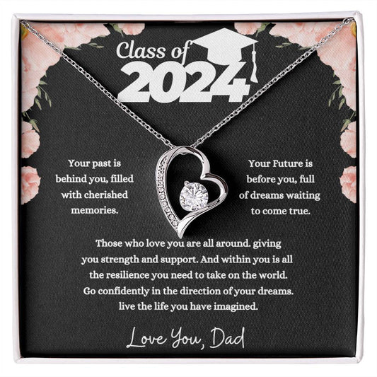 Forever Love Necklace/Class of 2024/ Congratulation message card from Dad