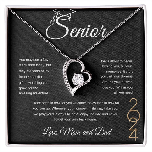 Forever Love Necklace/ Graduation Message Card/ Love Mom And Dad/ Class of 2024