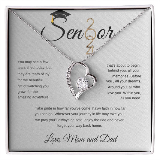 Forever Love Necklace/ Graduation Message Card/ Love Mom And Dad/ Class of 2024