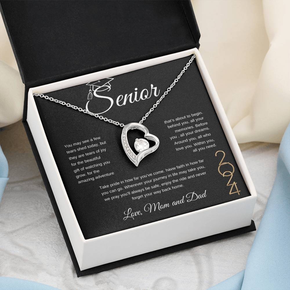 Forever Love Necklace/ Graduation Message Card/ Love Mom And Dad/ Class of 2024