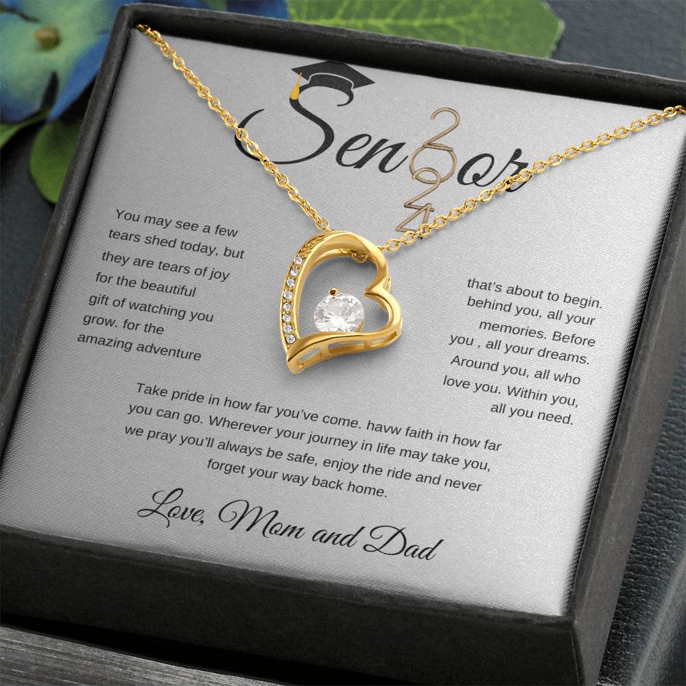 Forever Love Necklace/ Graduation Message Card/ Love Mom And Dad/ Class of 2024